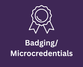 Badging for Instructional Design Assistances. With image of digital badge for copyright and creative commons