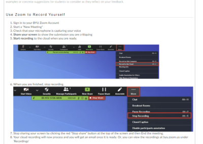 Screenshot of instructions to record yourself in Zoom
