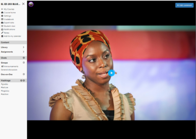 Perusall platform with opening image from a video. (Does not play)